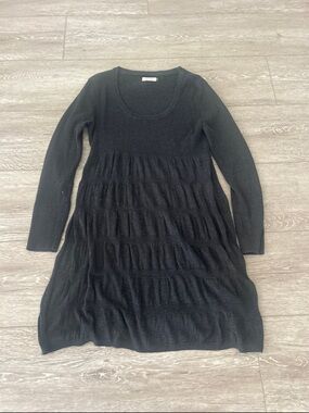Calvin Klein Charcoal Ribbed Knit Sweater Dress